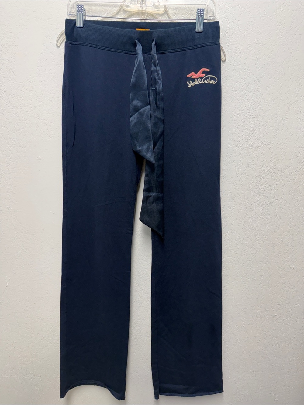 Hollister Navy Sweatpants with Pink Logo Accent